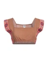Cotazur Woman Top Brown Size S Viscose, Nylon In Brown