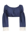 Cotazur Woman Top Midnight Blue Size S Viscose, Nylon