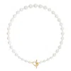 Cote Cache Women's Coral Clasp Classic Pearl Necklace-gold In Gold