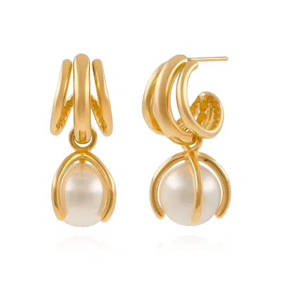 Cote Cache Women's Gold Griffin Pearl Claw Earrings