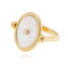 Cote Cache Women's Gold Mother Of Pearl Flip Mirror Ring In Gold