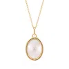 Cote Cache Women's Mother Of Pearl Gold Mirror Pendant Necklace In Gold