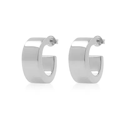Cote Cache Women's Silver Chunky Oval Hoop Earrings