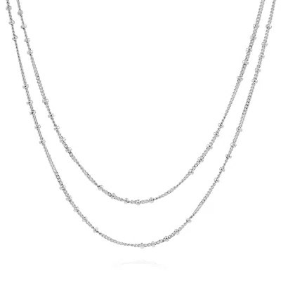 Cote Cache Women's Silver Double Satellite Chain Necklace