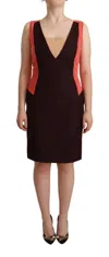 Cote Multicolor Polyester Sleeveless Sheath Knee Length Dress In Black