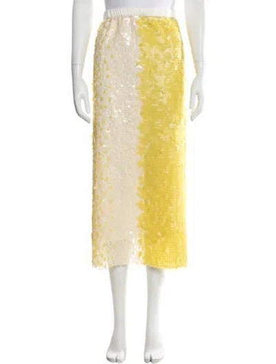Pre-owned Cote Patterned Long Skirt W/ Tags In Yellow