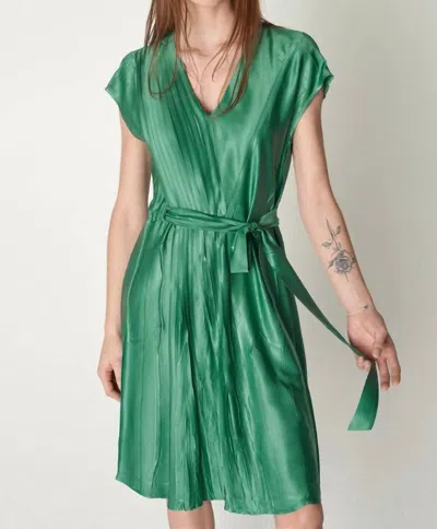 Cotélac Garance Dress In Emerald In Gold