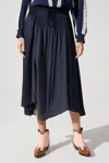 Cotélac Long Elastic Midi Skirt In Navy In Blue