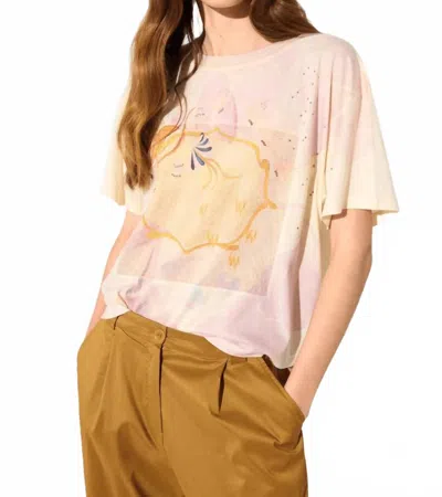 Cotélac Loose-fitting Pleated Printed T-shirt In Dorures In Multi