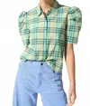 Cotélac Straight Printed Blended Cotton Shirt In Bright Lime Green In Multi