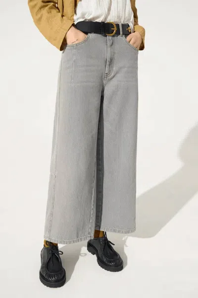 Cotélac Wide-leg Cotton Jeans In Grey In Gray