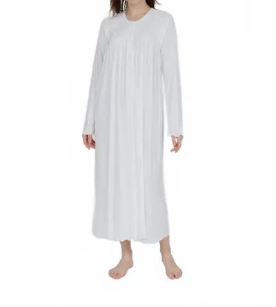 Cotn Collection Smocked Long Sleeve Nightgown In White