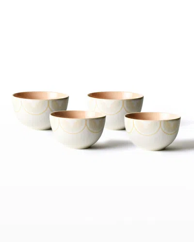 Coton Colors 2-tone Arabesque Trim Small Bowls, Set Of 4 In Neutral
