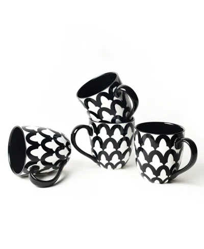 Coton Colors Arabesque Mugs 4-pc. Set, Service For 4 In Black