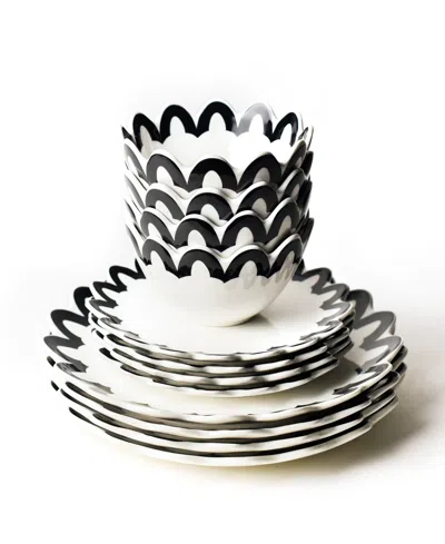 Coton Colors Arabesque Scallop 12 Pc. Dinnerware Set, Service For 4 In Black