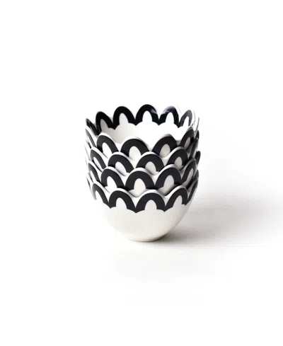 Coton Colors Arabesque Trim Scallop Small Bowls 4-pc. Set, Service For 4 In Black