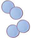 Coton Colors Block Round Placemat Set Of 4, Service For 4 In French Blue