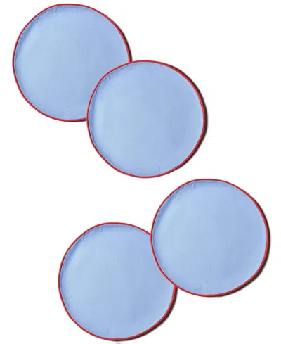 Coton Colors Block Round Placemat Set Of 4, Service For 4 In French Blue