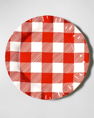 Coton Colors Buffalo Ruffle Dinner Plate In Red