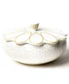 Coton Colors By Laura Johnson Deco Gold Scallop Covered Bowl In White And Gold