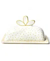 Coton Colors By Laura Johnson Deco Gold Scallop Knob Butter Dish In White And Gold