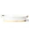 Coton Colors By Laura Johnson Deco Gold Scallop Oval Handled Bowl In White And Gold