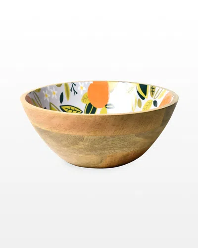 Coton Colors Citrus Mango Wood Footed Bowl In Brown