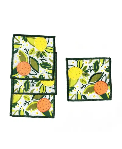 Coton Colors Citrus Print Cocktail Napkins, Set Of 4 In Orange
