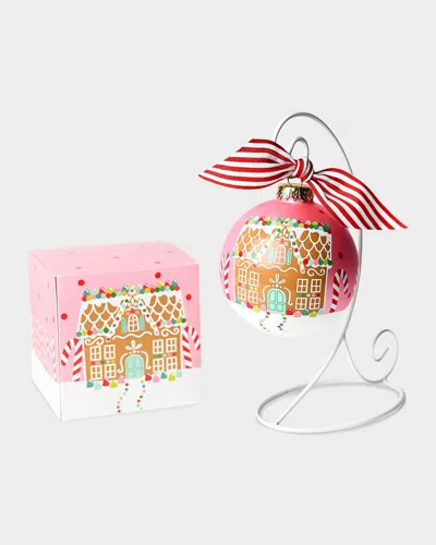 Coton Colors Gingerbread House Christmas Ornament With Stand In Pink