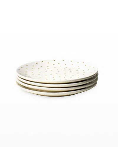 Coton Colors Gold Star Dinner Plates, Set Of 4 In White