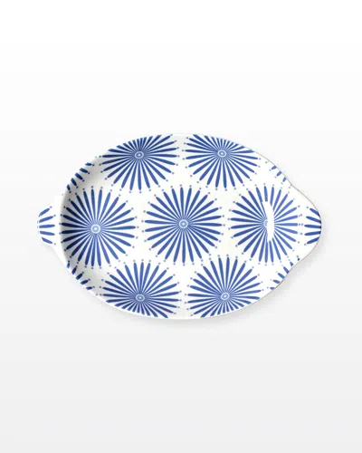 Coton Colors Iris Blue Burst Small Handled Oval Platter In Multi