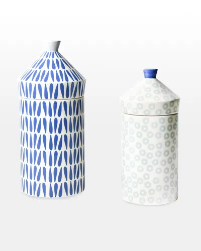 Coton Colors Iris Blue Canisters, Set Of 2