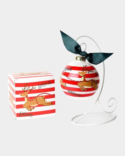 Coton Colors Reindeer Believe Christmas Ornament With Stand In Red