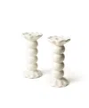 Coton Colors Signature Medium Knobbed Candle Holder With Ruffle, Set Of 2 In White
