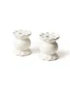 Coton Colors Signature Small Knob Candle Holder With Ruffle, Set Of 2 In White