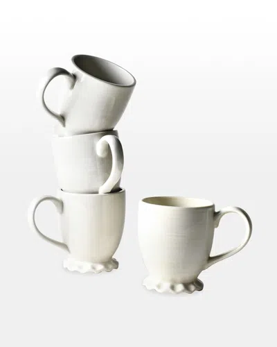 Coton Colors Signature White Ruffle Mugs, Set Of 4