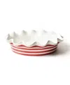 Coton Colors Stripe 8" Ruffle Pie Dish In Red