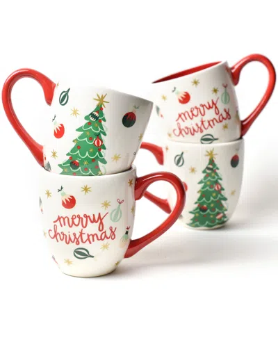 Coton Colors Vintage-like Trimmed Tree Mug Set Of 4, Service For 4 In Multi