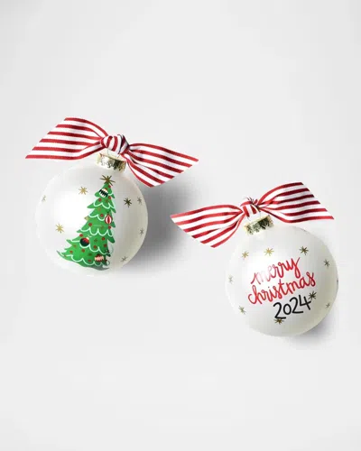 Coton Colors Vintage Trimmed Tree Personalized Glass Ornament With Stand