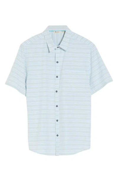 Cotopaxi Cambio Trim Fit Stripe Short Sleeve Button-up Shirt In Blue
