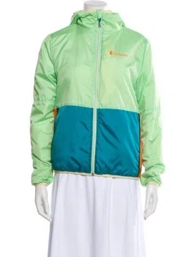 Pre-owned Cotopaxi Colorblock Pattern Bomber Jacket In Green