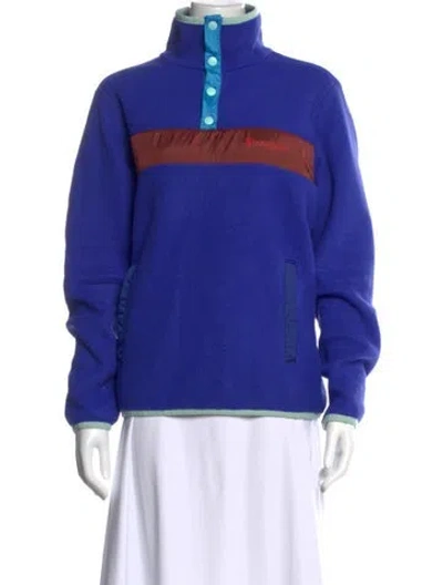 Pre-owned Cotopaxi Colorblock Pattern Mock Neck Sweatshirt In Blue