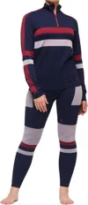 Cotopaxi Debajo Seamless Baselayer Quarter-zip In Ink Stripes In Blue