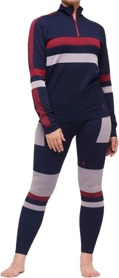 Cotopaxi Debajo Seamless Baselayer Quarter-zip In Ink Stripes In Blue