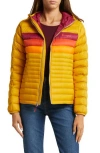 Cotopaxi Fuego 800 Fill Power Down Hooded Jacket In Amber Stripes