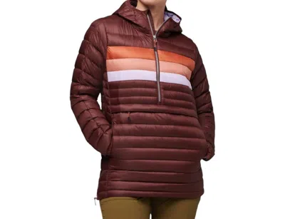 Cotopaxi Fuego Down Hooded Pullover In Chestnut Stripes In Multi