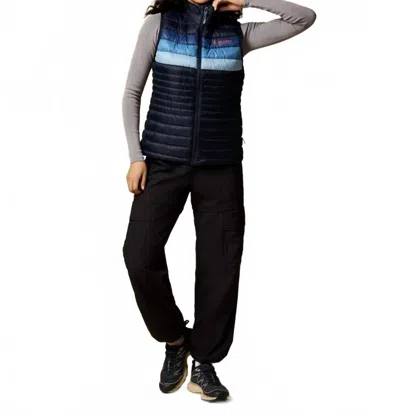 Cotopaxi Fuego Down Vest In Thistle Stripes In Black