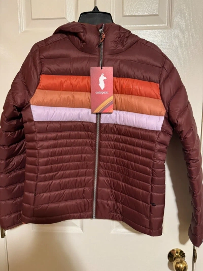 Pre-owned Cotopaxi Fuego Hooded Full-zip Down Jacket - Women's Size Xs Chesnut Stripes In Multicolor