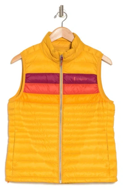 Cotopaxi Fuego Quilted Down Fill Vest In Amber Stripes