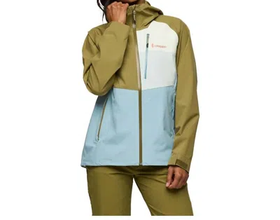 Cotopaxi Impermeo 3l Waterproof Hooded Shell Jacket In Moss/sea Spray In Green